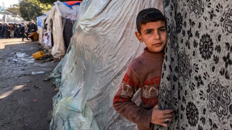 palestine gaza boy looks tent displaced rafah 08 feb 2024 afp.jpg